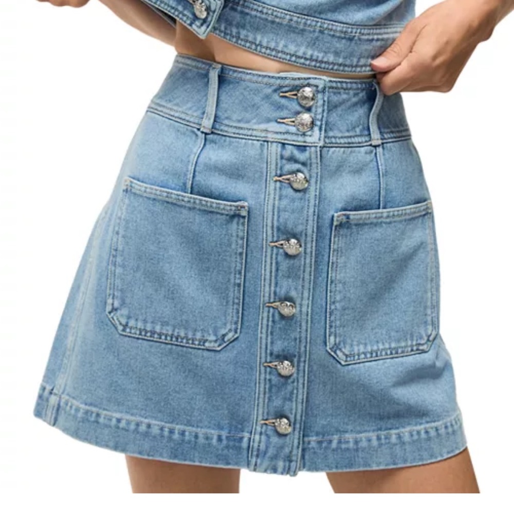 Veronica Beard Blue Denim Mini Skirt